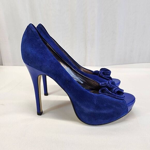 Steve Madden Regaal Platform Pumps Jeels Blue  Suede Size 8 - Picture 4 of 12